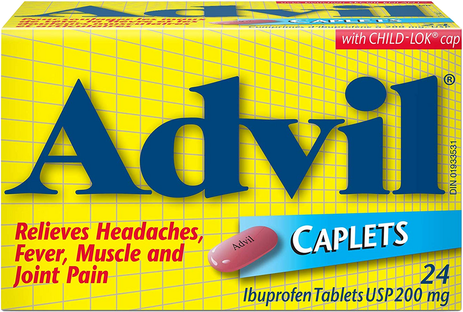 Advil Caplets Ibuprofen Tablets USP 200mg 24ct ( Pack of 6 ) - Quecan