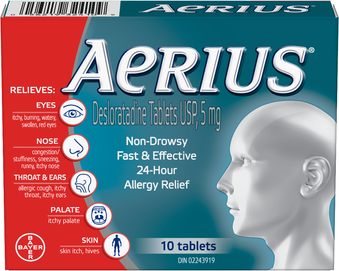 Aerius Desloratadine Tablets USP, (5mg 10ct) - Quecan