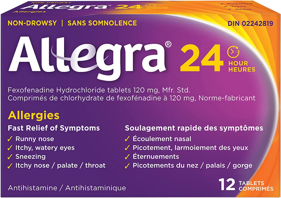 Allegra 24 Hour Fexofenadine Hydrochloride Tablets 120mg 12ct - Quecan