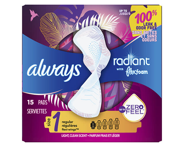 Always Radiant Size 1 Regular With Flexi-Wings Light, Clean Scent Pads 15ct - Quecan