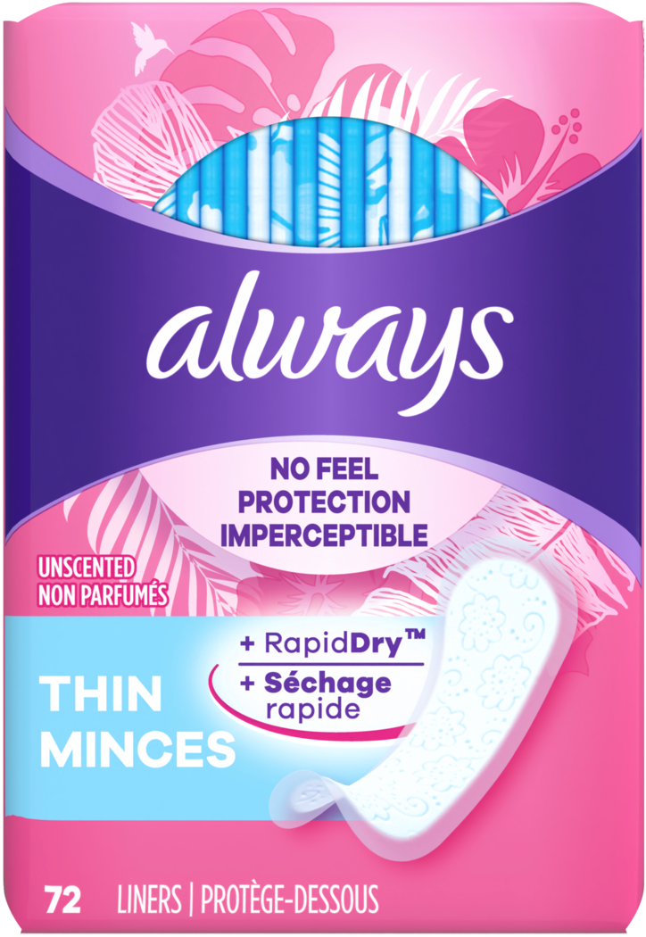 Always Thin Unscented Liners (72ct) - Quecan