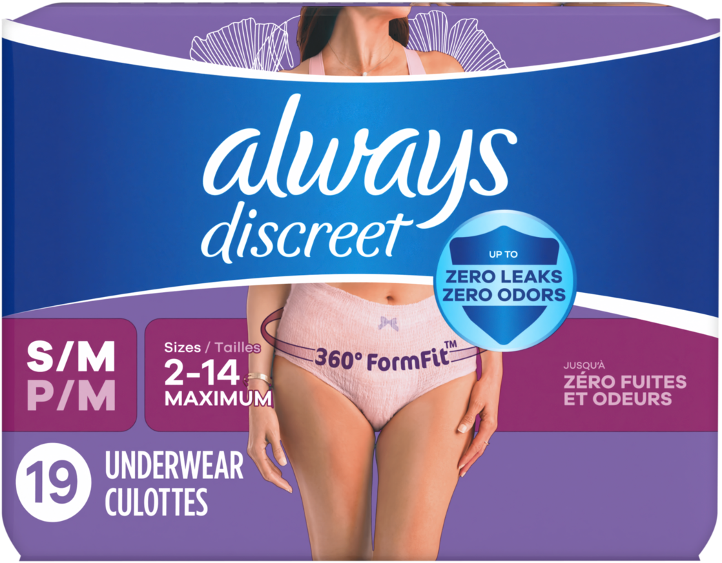 Always Discreet Small Medium Sizes 2-14 Maximum Underwear (19PCS)