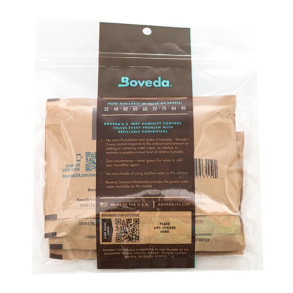 Boveda - Tobacco Humidity Control Size 67 - 58% RH - High Absorbancy - Pack of 4 - Quecan