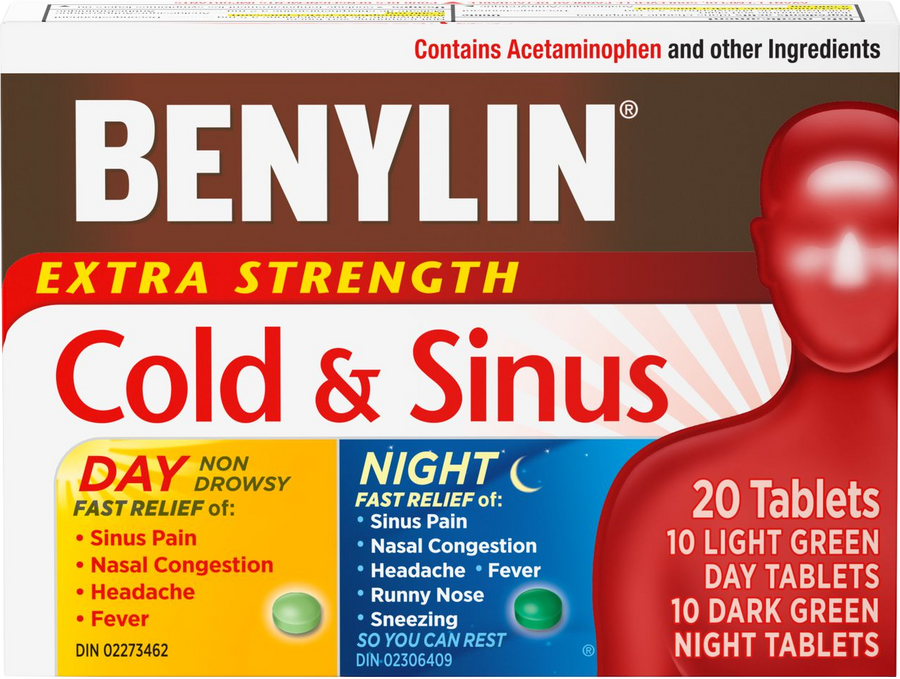 Benylin Extra Strength Cold & Sinus Day & Night Tablets 20ct - Quecan