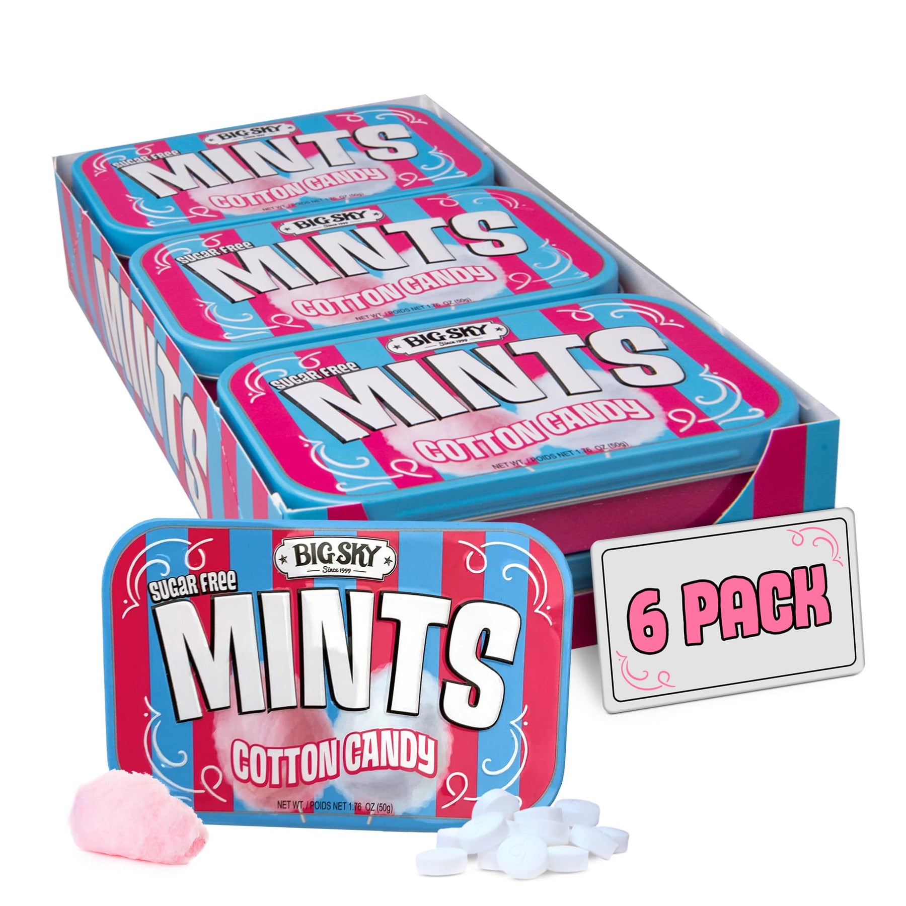 Big Sky Cotton Candy Sugar Free Mints (6 x 50g)– Quecan Distribution