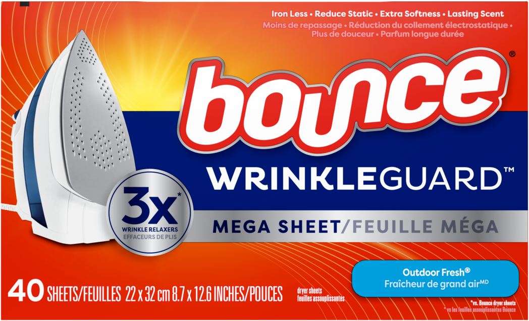 Bounce Wrinkle Guard Outdoor Fresh Dryer Sheets (40ct) - Quecan