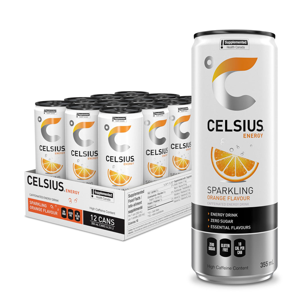 CELSIUS Sparkling Orange, Zero Sugar Energy Drink (12 x 355mL)