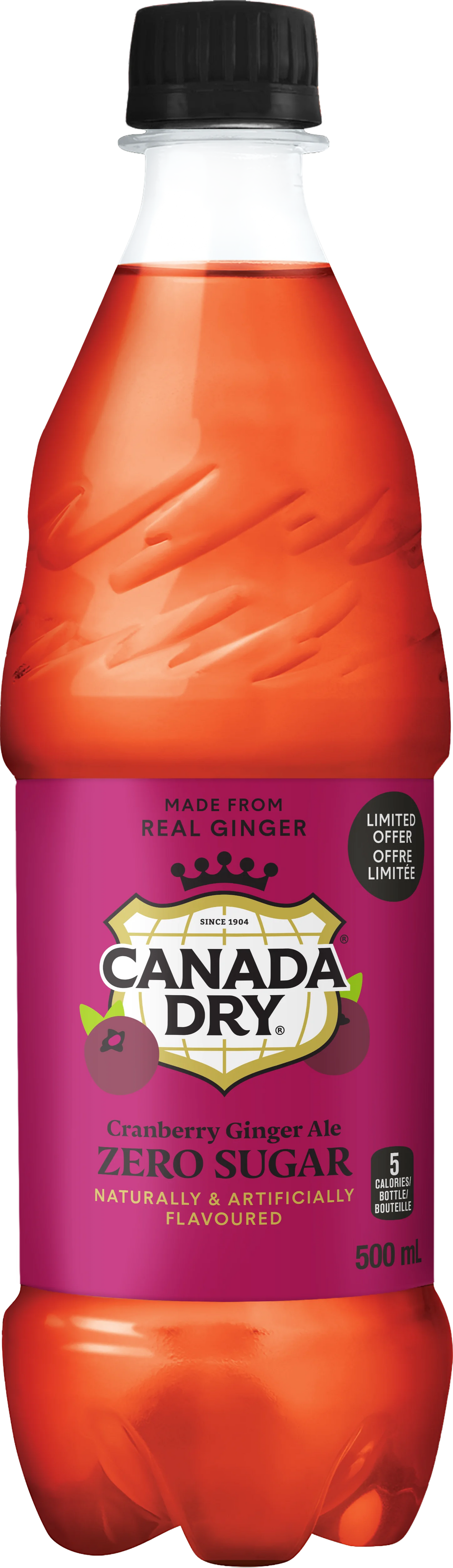 Canada Dry Cranberry Ginger Ale Sugar Free (24 x 500mL) (Eco Fee)