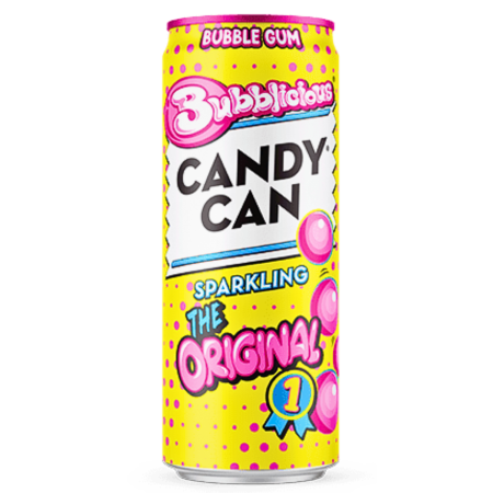 Candy Can Sparkling Drink – Bubble Gum Flavor - 12 x 330 ml (Can Dep) - Quecan
