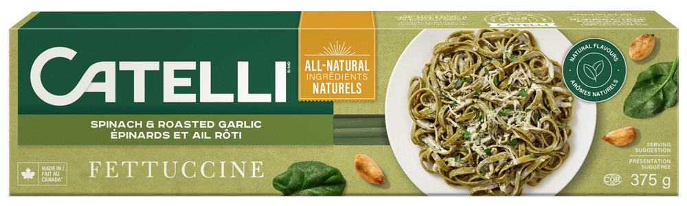 Catelli Fettuccine Pasta with Spinach and Roasted Garlic (375g)