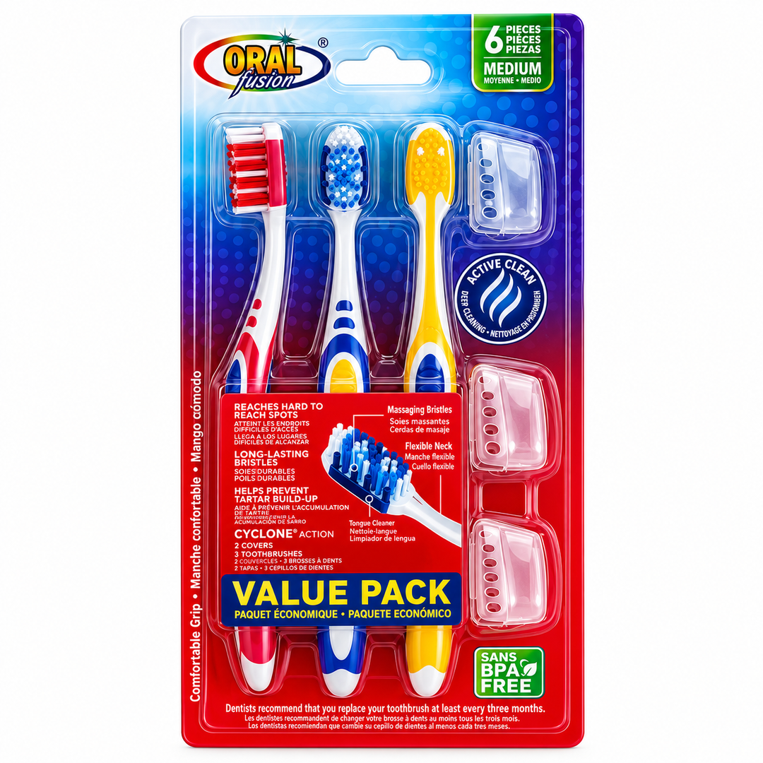 Oral Fusion Medium Toothbrush (12 Packs of 3)