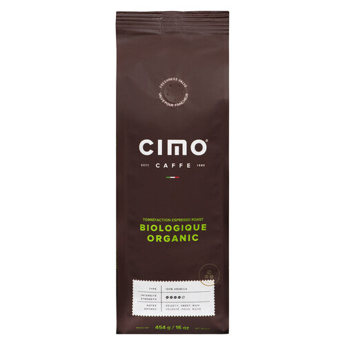 Grains de café torréfiés biologiques Cimo Espresso (454 g)