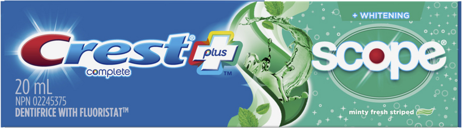 Crest Complete Plus Whitening Scope Minty Fresh Striped Dentifrice with Fluoristat 20mL - Quecan