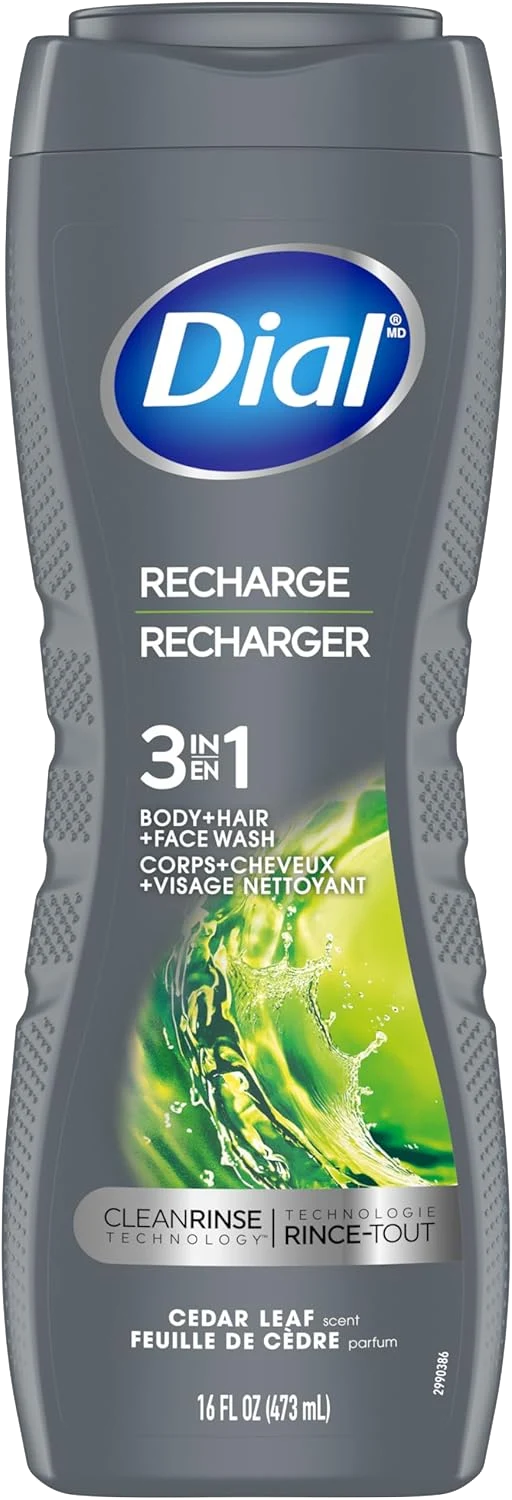 Dial Men Recharge 3 In 1 Body + Hair + Face Wash (473ml) - Quecan