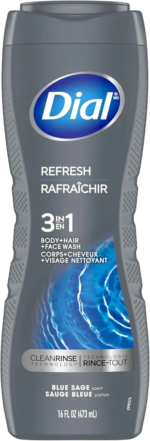 Dial Men Refresh 3 In 1 Body + Hair + Face Wash (473ml) - Quecan