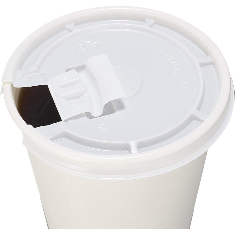 White Coffee Cups Lid 10oz 89mm-  (50 Cups) - Quecan