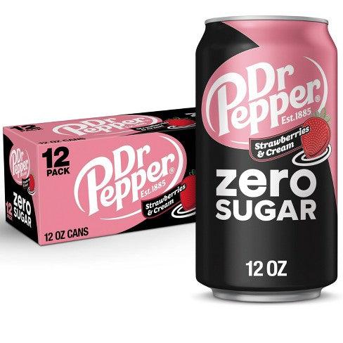 Dr.Pepper Strawberry & Cream Zero Sugar (12x355mL) (Can Dep) - Quecan