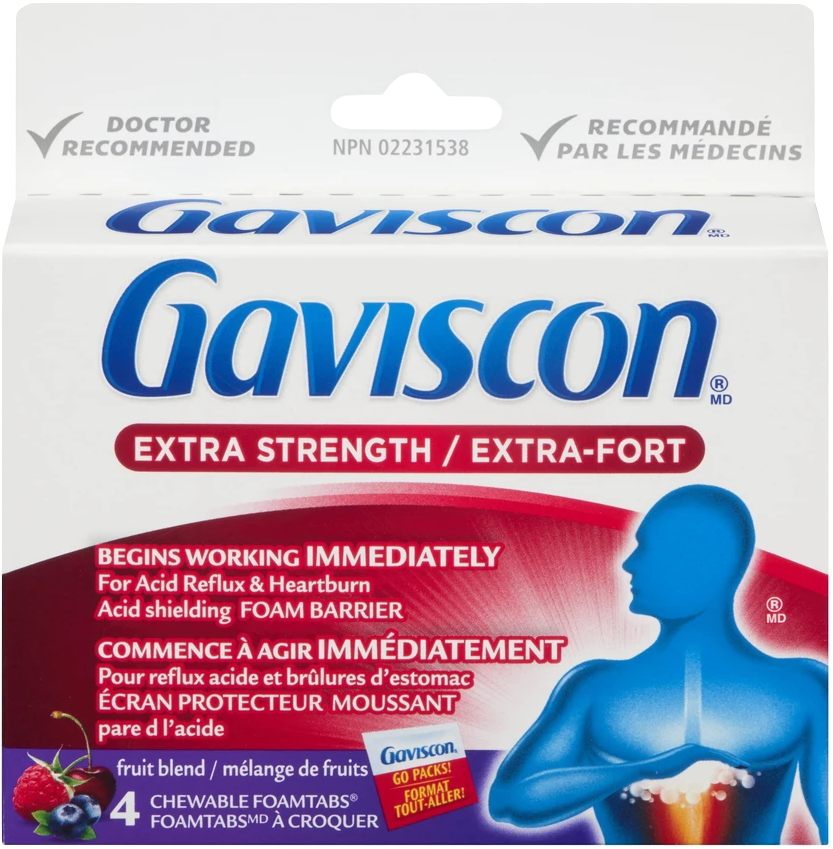 Gaviscon Extra Strength Fruit Blend Chewable Foam tabs (4ct) - Quecan