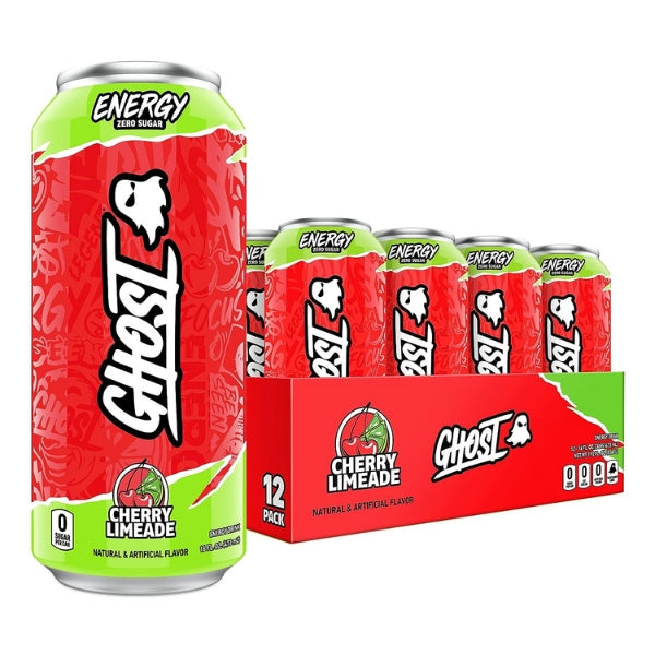 GHOST Energy Cherry Limeade Zero-Sugar Energy Drink (12 x 473ml) (Can Dep) - Quecan