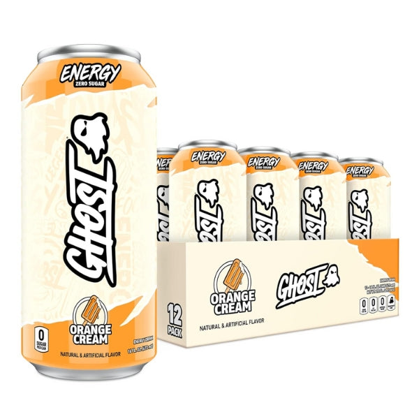 GHOST Energy Orange Cream Zero-Sugar Energy Drink (12 x 473ml) (Can Dep) - Quecan