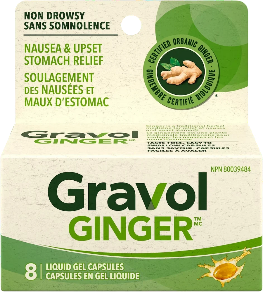 Gravol Ginger Liquid Gel Capsules (8ct ) - Quecan