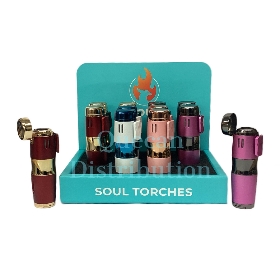 SOUL Ultra Design Metal Body Triple Flame Torch Lighter with Cover  Model 1812 (Pack of 12) - Quecan