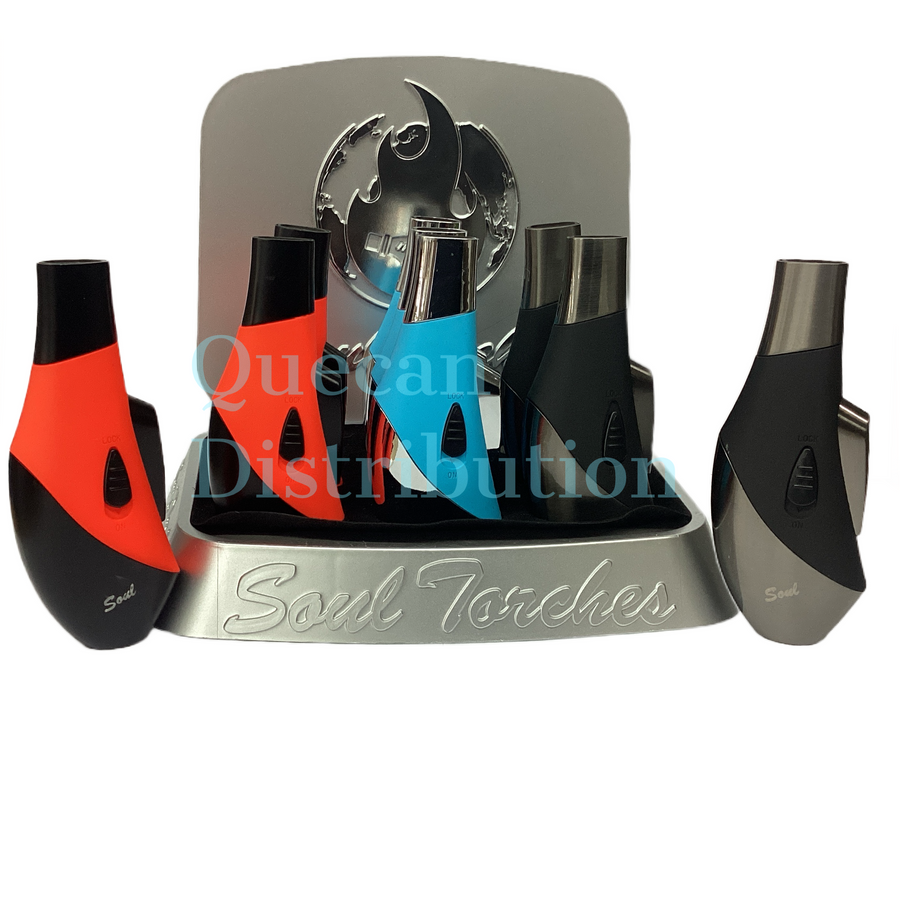 SOUL Ultra Design Thick Curve Shape Two Flame Torch Lighter Model 26158 (Pack of 9) - Quecan