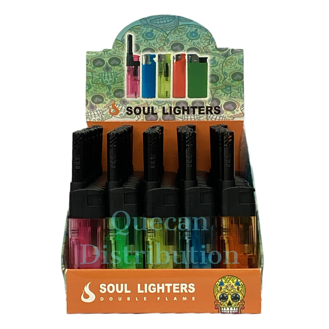 SOUL Classic Maxi Transparent Refillable Lighter with Nozzle Model 204 (Pack of 50) - Quecan