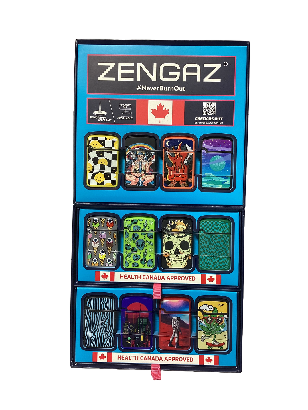Zengaz (ZL-12) Royal Jet Cube Mixed Design Lighter (Box of 48)