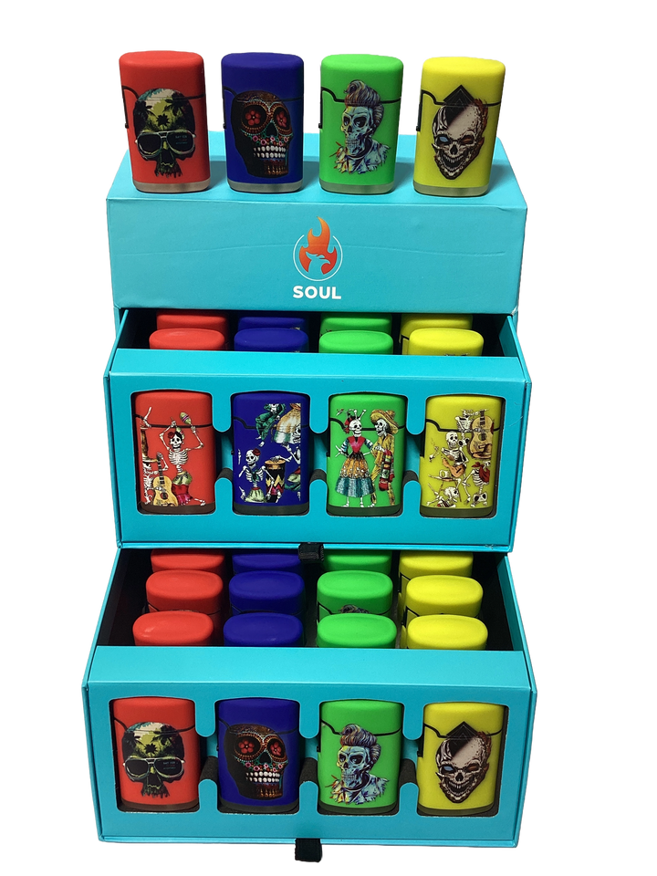 Soul Cube Torch Lighter 8 Skull Design (Box of 40)
