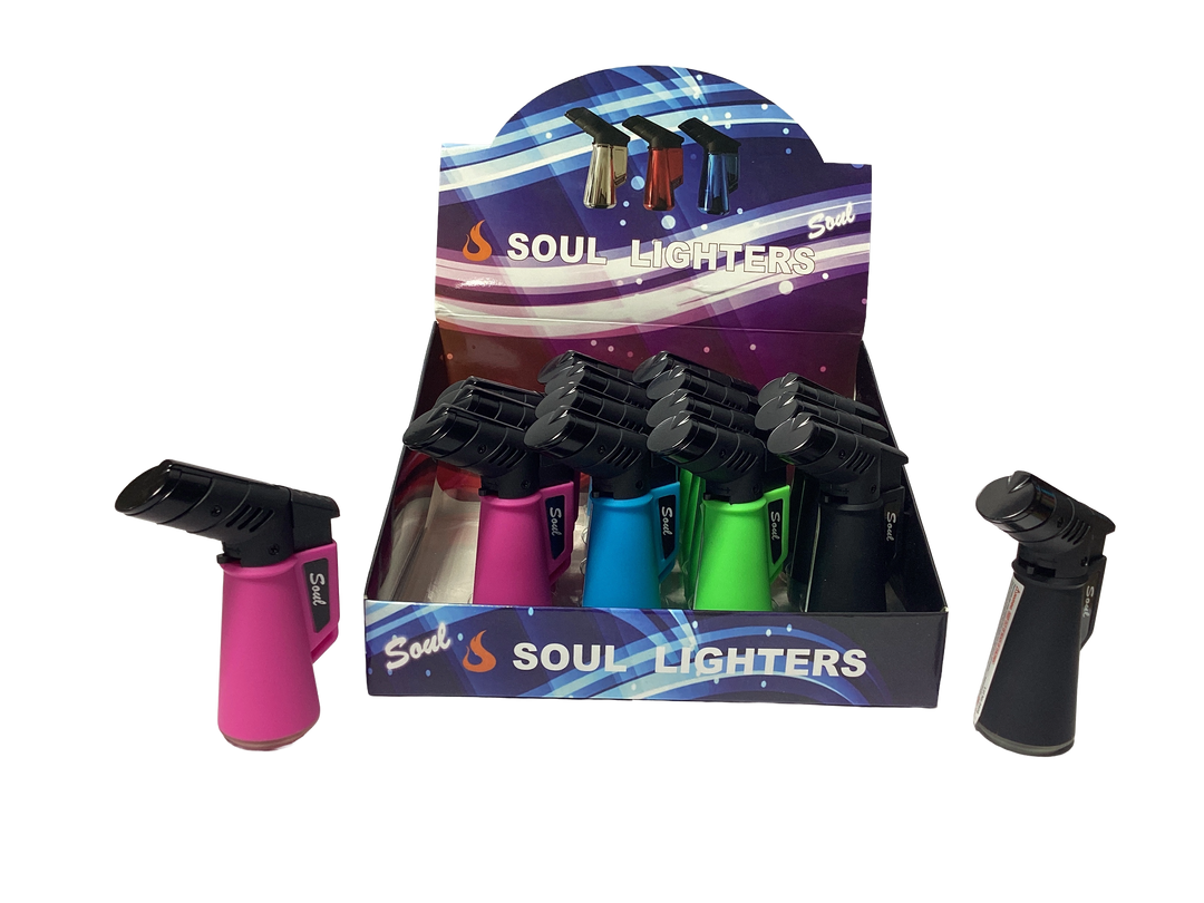 SOUL Mini Torch Lighter Plastic Body (Box of 16)