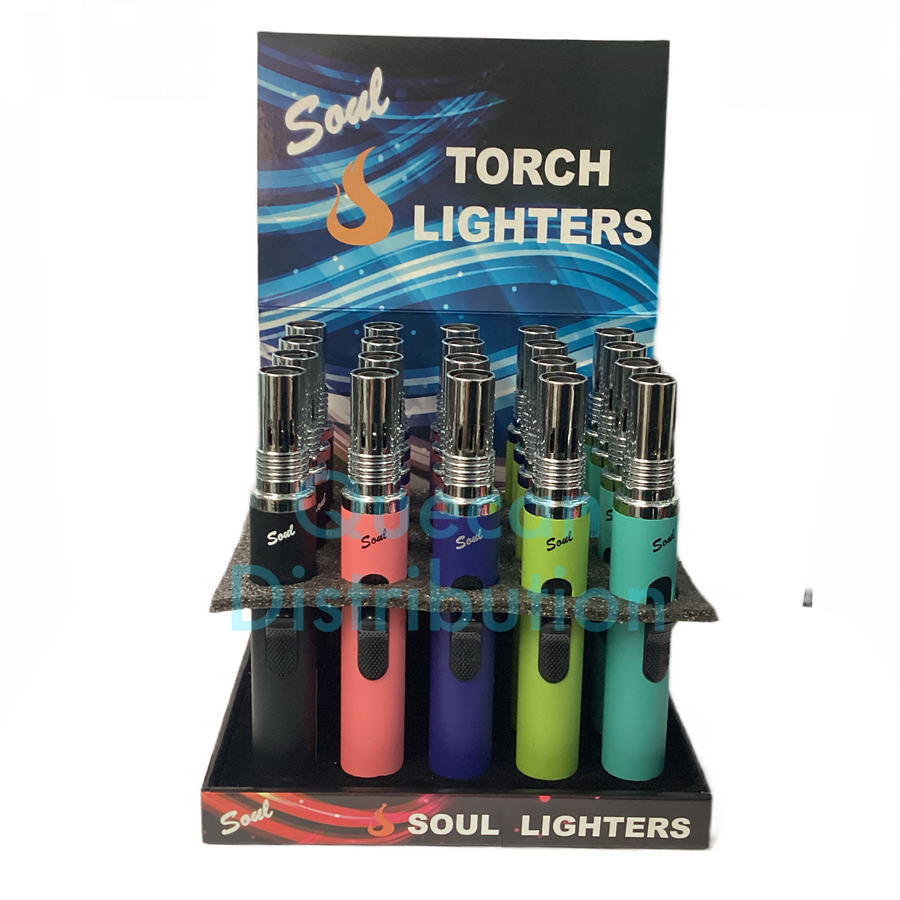 SOUL Jet Single Flame Torch Lighter Metalic Body- (Box of 20) - Quecan