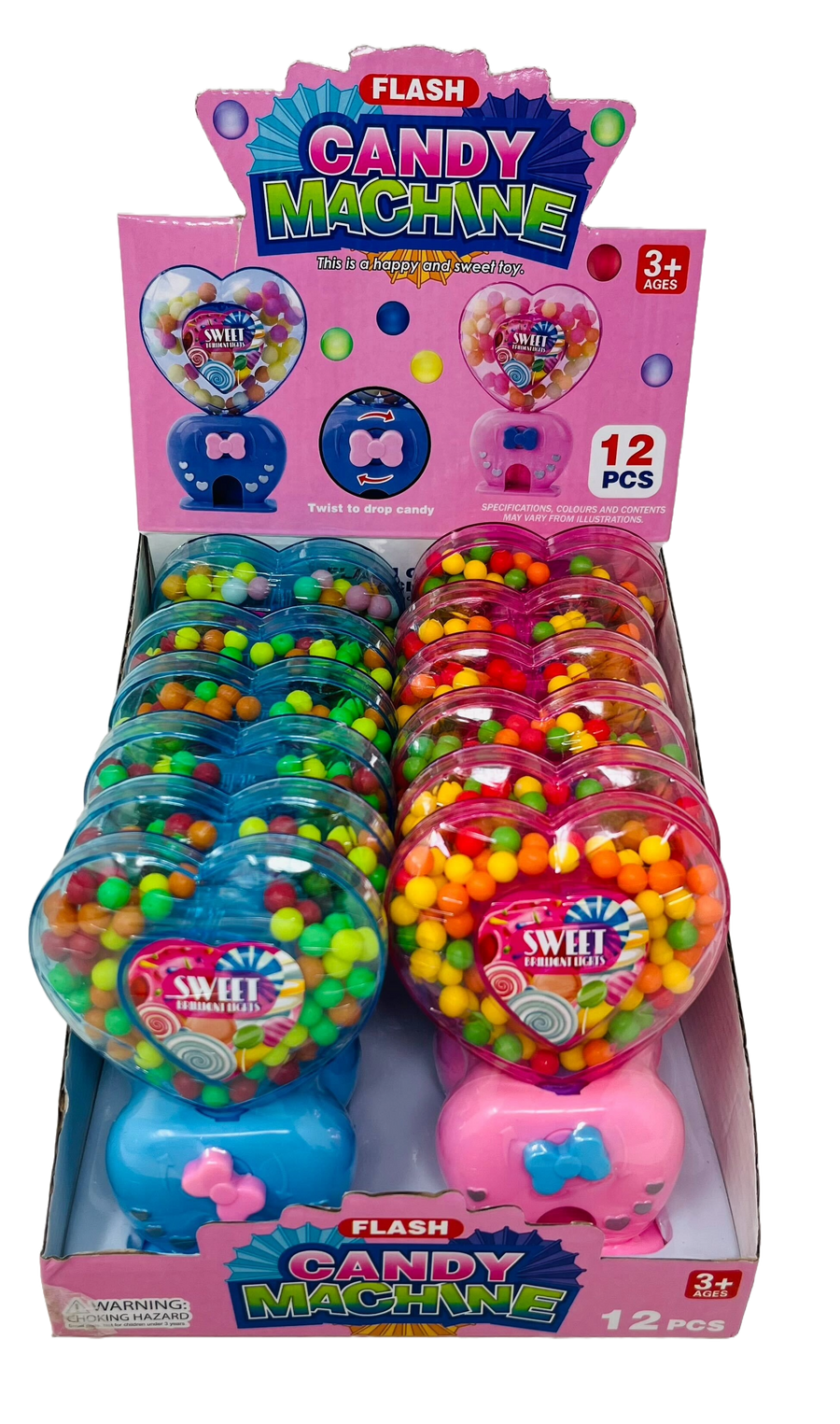 Sour City Flash Heart Shaped Candy Machine (Box of 12) - Quecan