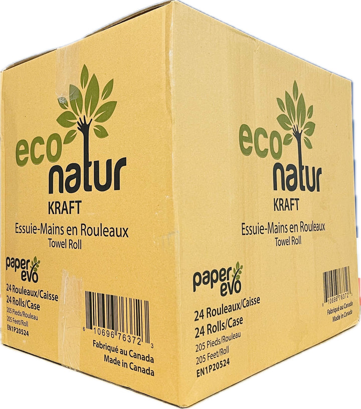 Eco Natur Kraft - Towel Roll 205' (24 Rolls/Case) - Quecan