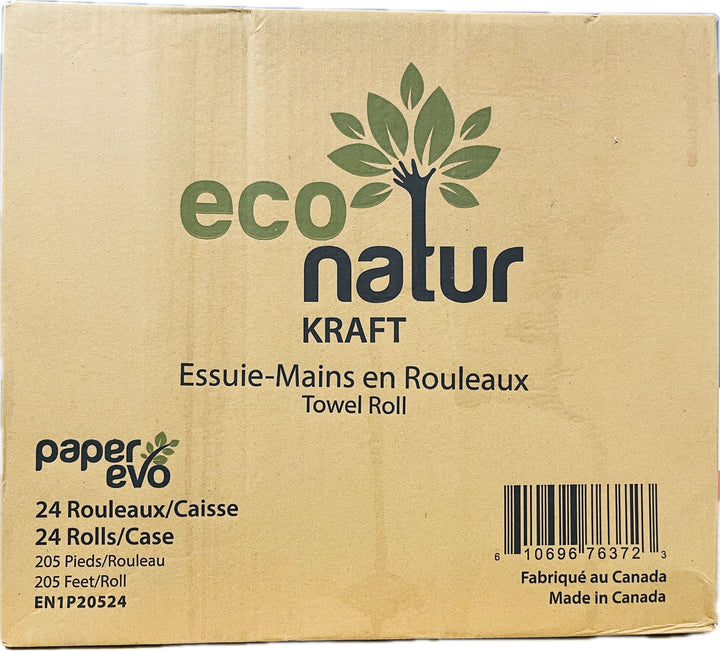 Eco Natur Kraft - Towel Roll 205' (24 Rolls/Case) - Quecan