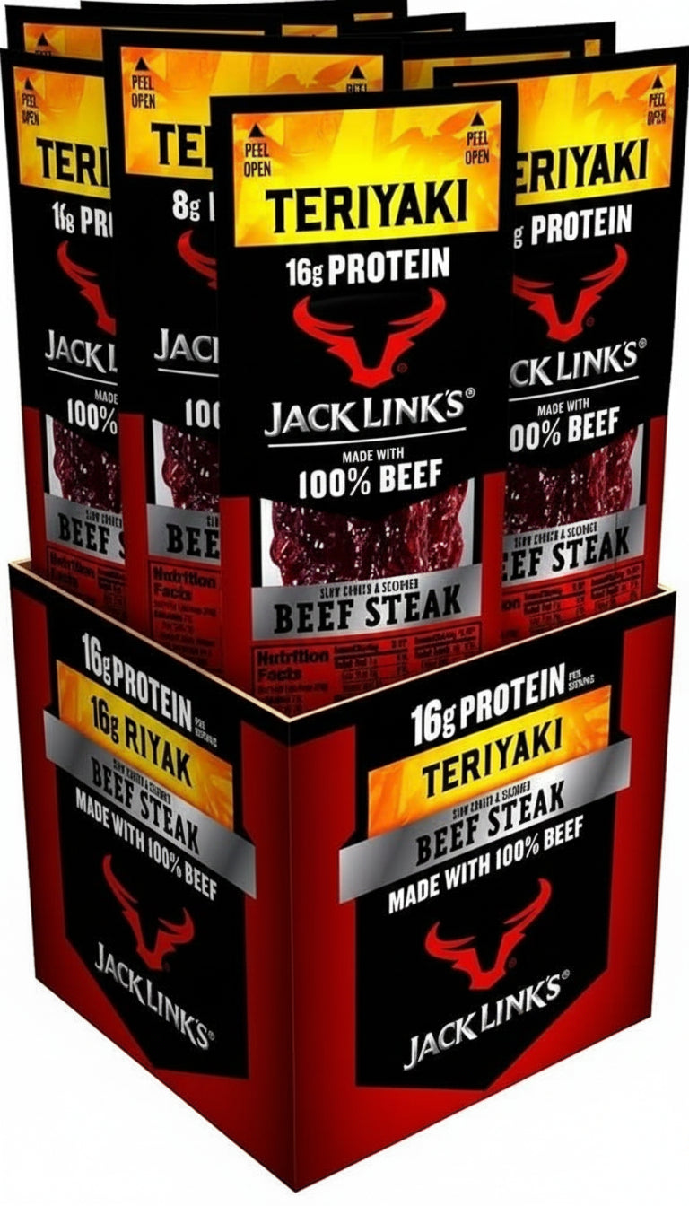 Jack Link's Teriyaki All Beef Steaks 16g Protein (12 x 50g)
