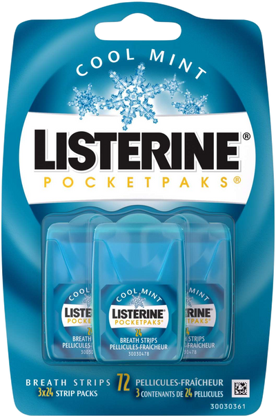 Listerine Pocket Pak Cool Mint Breath Strips 72ct ( Pack of 6 ) - Quecan