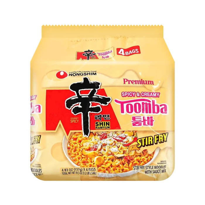 Nongshim Shin Ramyun Stir Fry Toomba Noodle Soup (Pack of 4 x 4 137g)