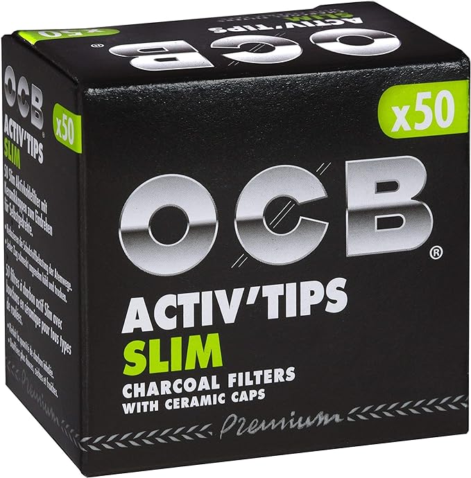 OCB ACTIV'TIPS Slim Charcoal Filters (Box of 50) - Quecan
