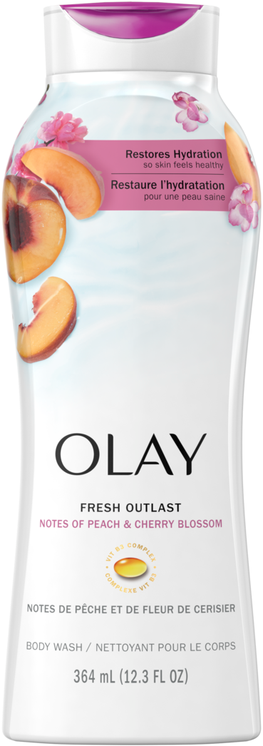 Olay Fresh Outlast Notes Of Peach & Cherry Blossom Body Wash (364ml) - Quecan