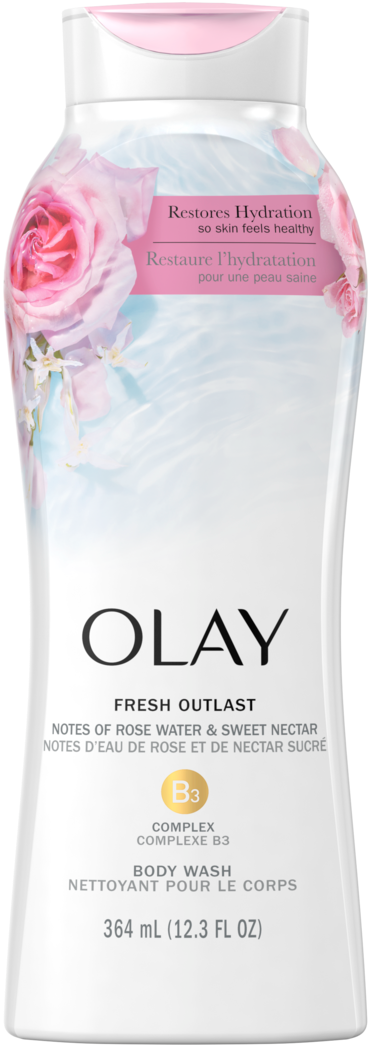 Olay Fresh Outlast Notes Of Rose Water & Sweet Nectar Body Wash (364ml) - Quecan