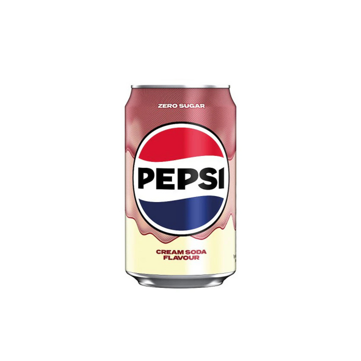 Pepsi Zero Sugar can with cream soda flavor on a white background