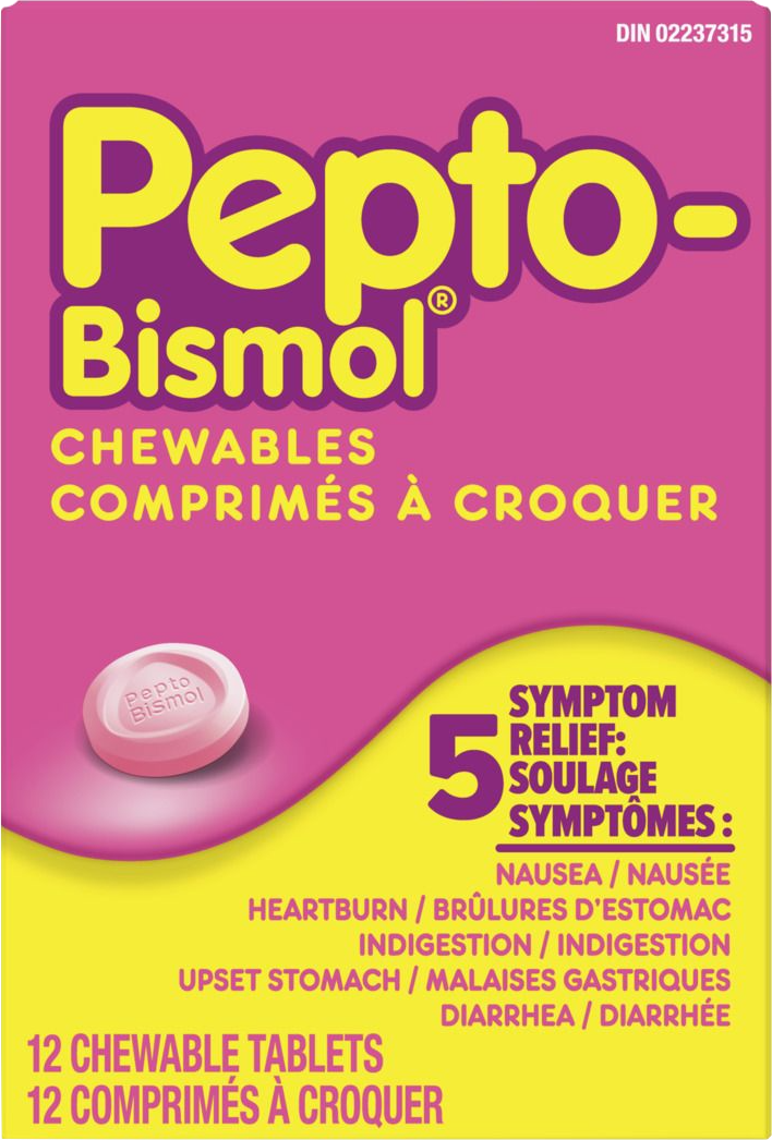 Pepto Bismol Bismuth Subsalicylate Chewable Tablets (12ct) - Quecan