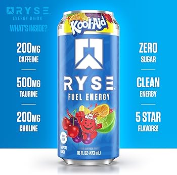 RYSE Fuel Energy Drink - Kool-Aid Tropical Punch (12 x 473mL) (Can Dep)