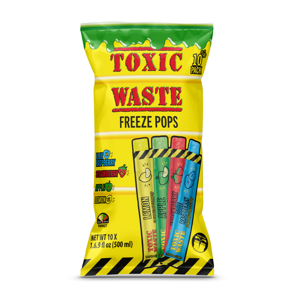 Toxic Waste Freeze Pops Case Extreme Sour Ice Pops (20 x 10 x 50ml) - Quecan