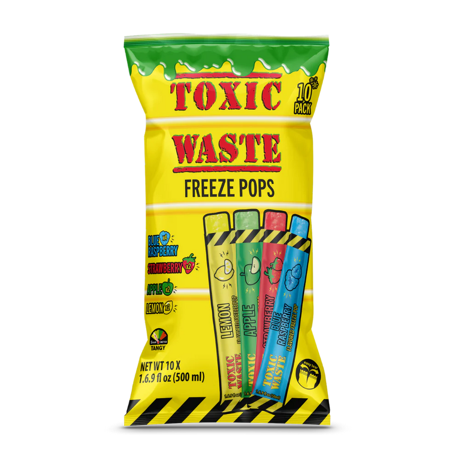 Toxic Waste Freeze Pops Case Extreme Sour Ice Pops (20 x 10 x 50ml) - Quecan