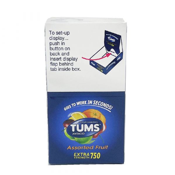 Tums (12pk X 8ct) Chewable X-Str. 750 Antacid TAB ASSTD FRUIT - Quecan