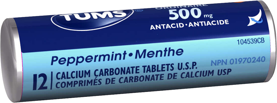 Tums Antacid Regular Strength 500mg - Peppermint 12 count (Pack of 18) - Quecan