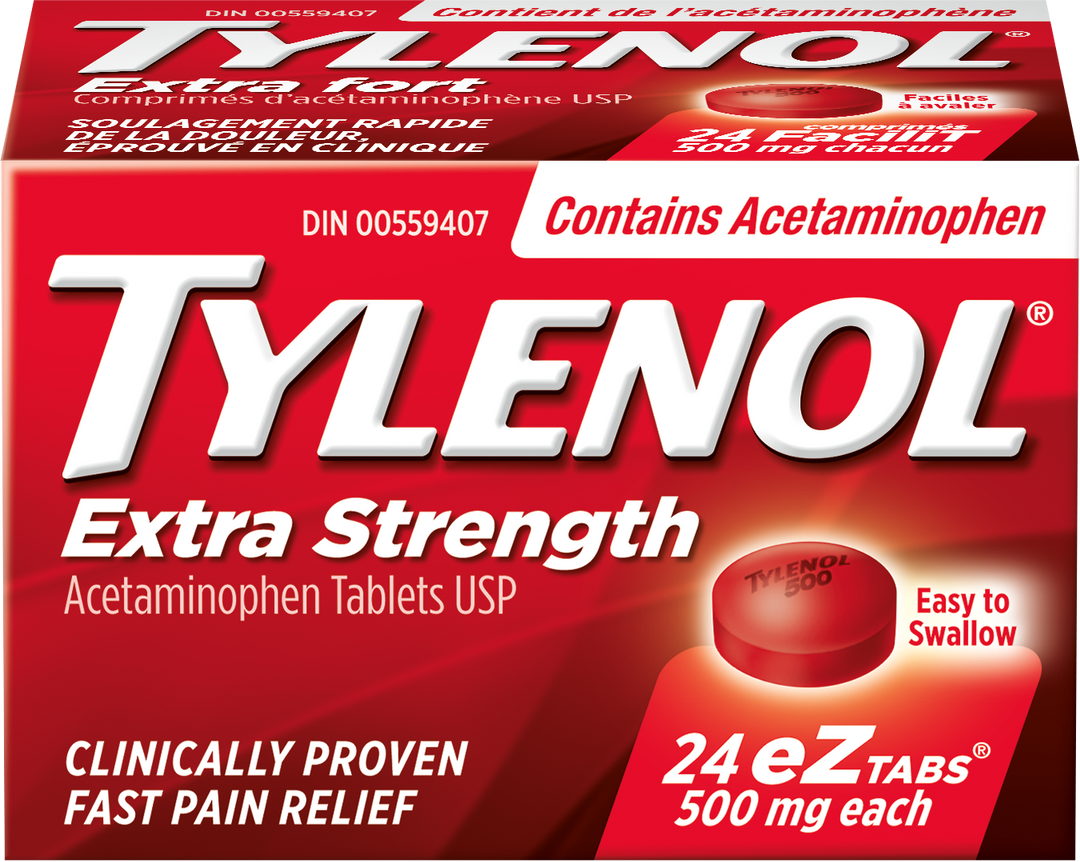 Tylenol Extra Strength EZtabs Acetaminophen Tablets USP 500mg 24ct ( Pack of 6 ) - Quecan