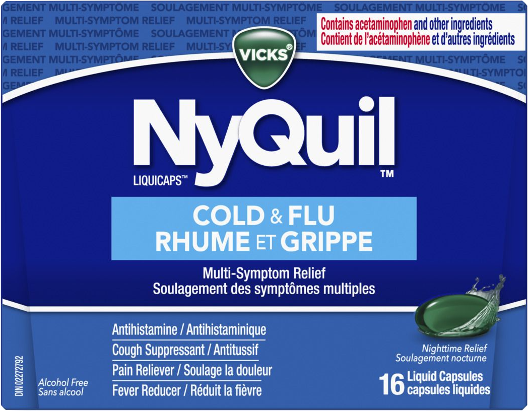 Vicks Nyquil Cold & Flu Multi-Symptom Relief Liquicaps Liquid Capsules ...